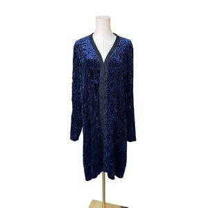 Logo Lavish By Lori Goldstein Crushed Velvet Cardigan Sweater Size L Long Duster